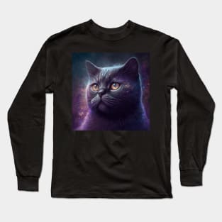 Galactic Black British Shorthair Long Sleeve T-Shirt